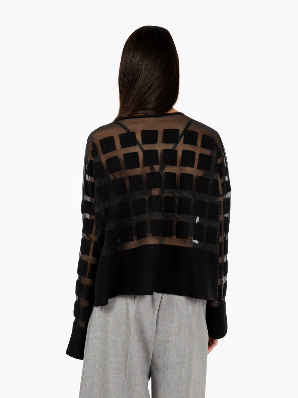 Ashton Black Checked Tulle Sweater