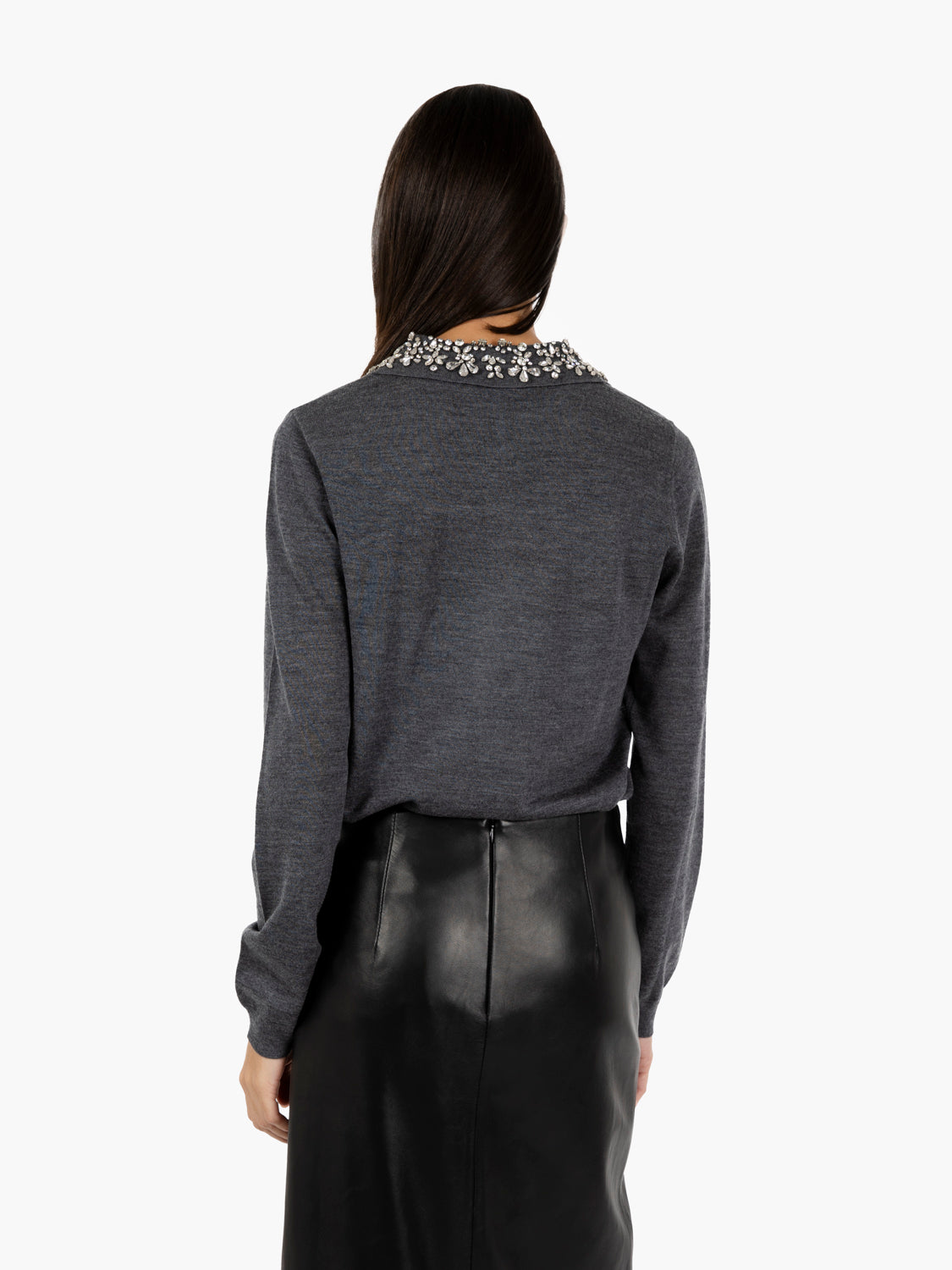 Fabienne grey stone collar sweater