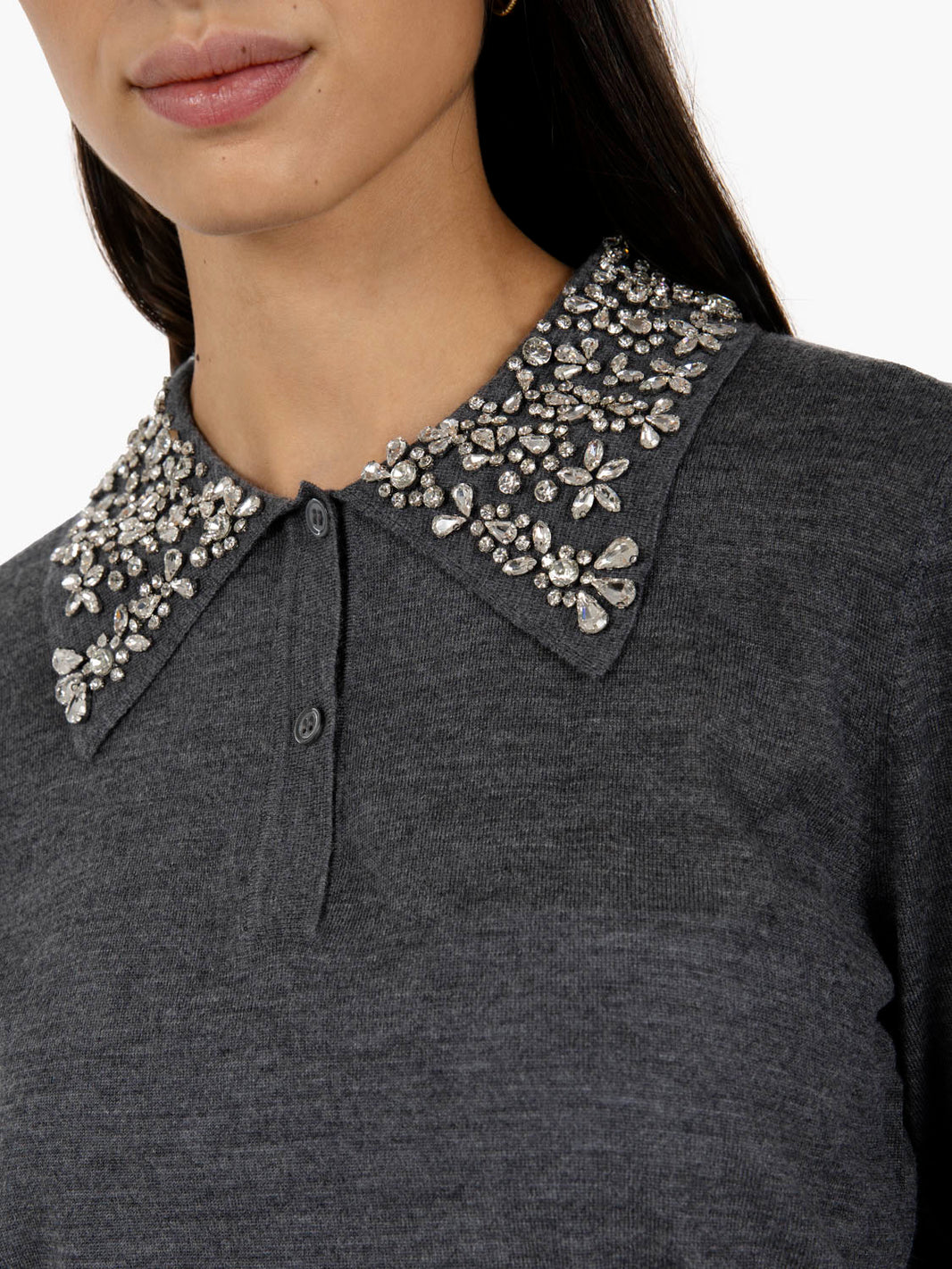 Fabienne grey stone collar sweater