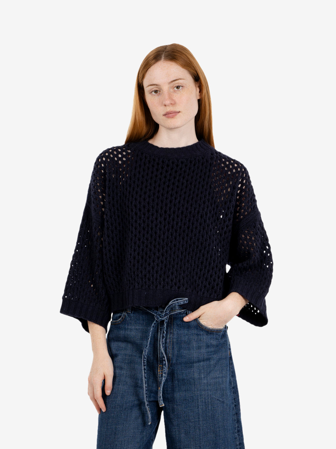 Jessie openwork knit night sweater