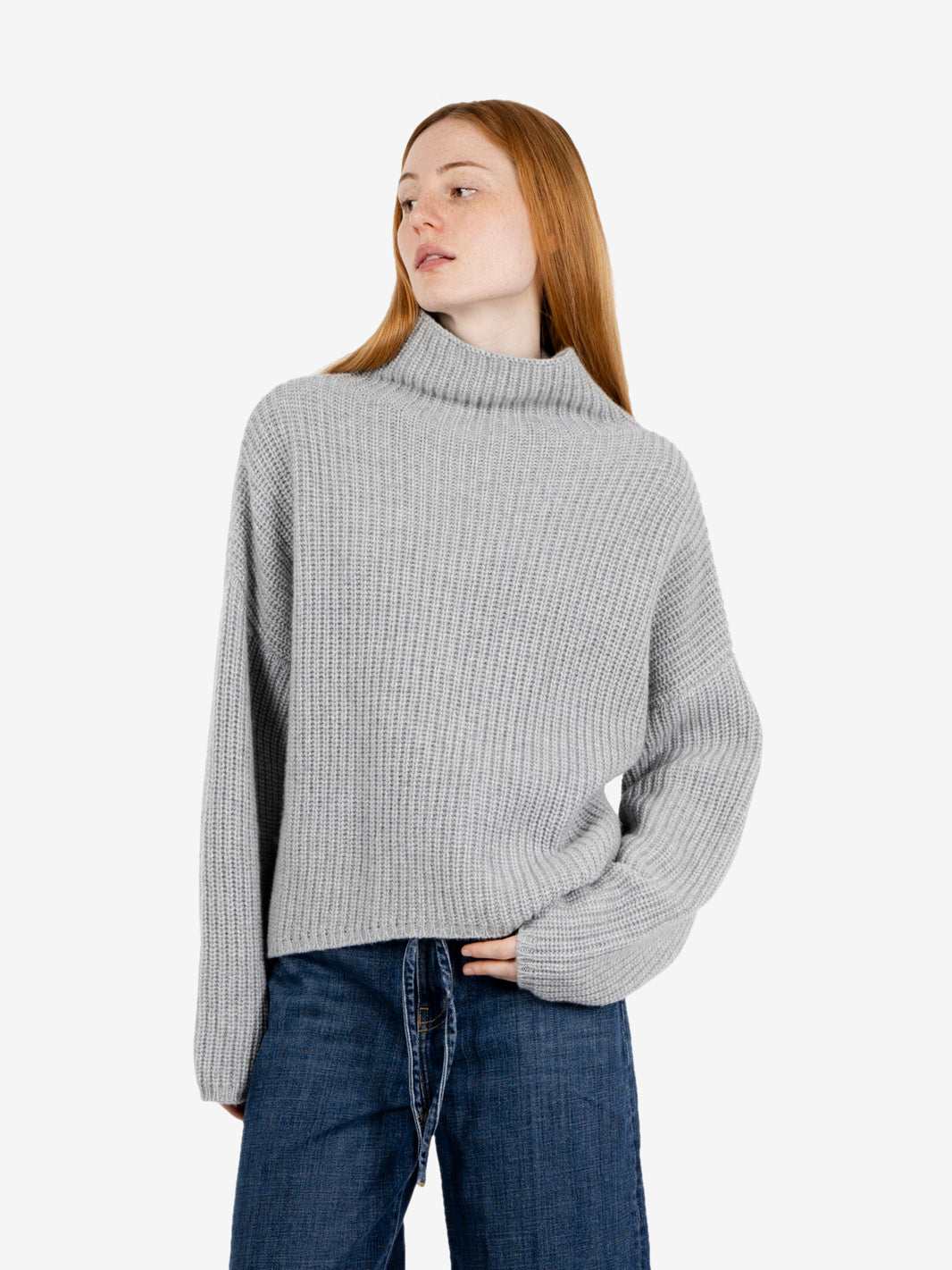Maglione Samira a collo alto grigio chiaro melange