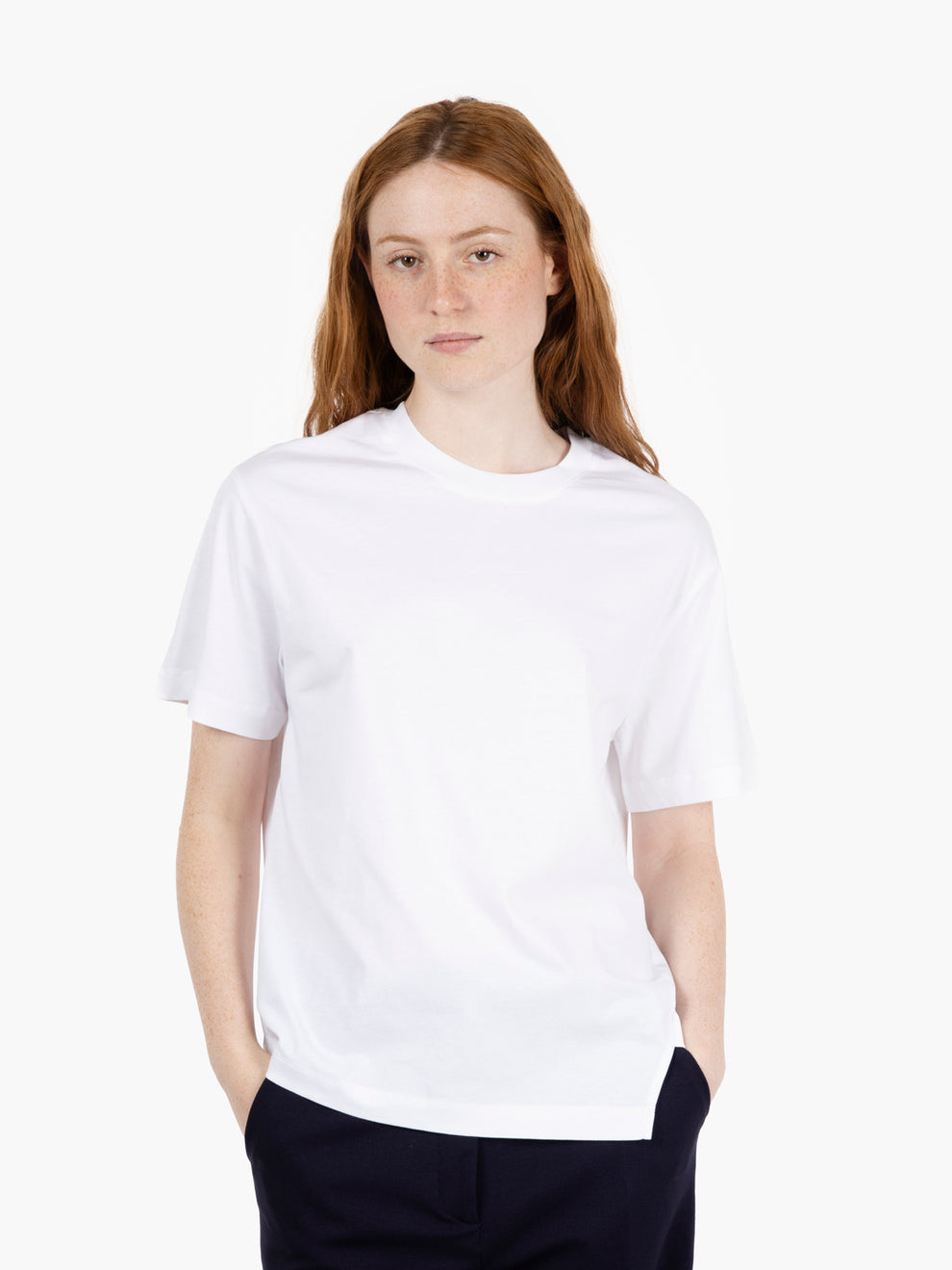 T-shirt Dalila asimmetrica bianca