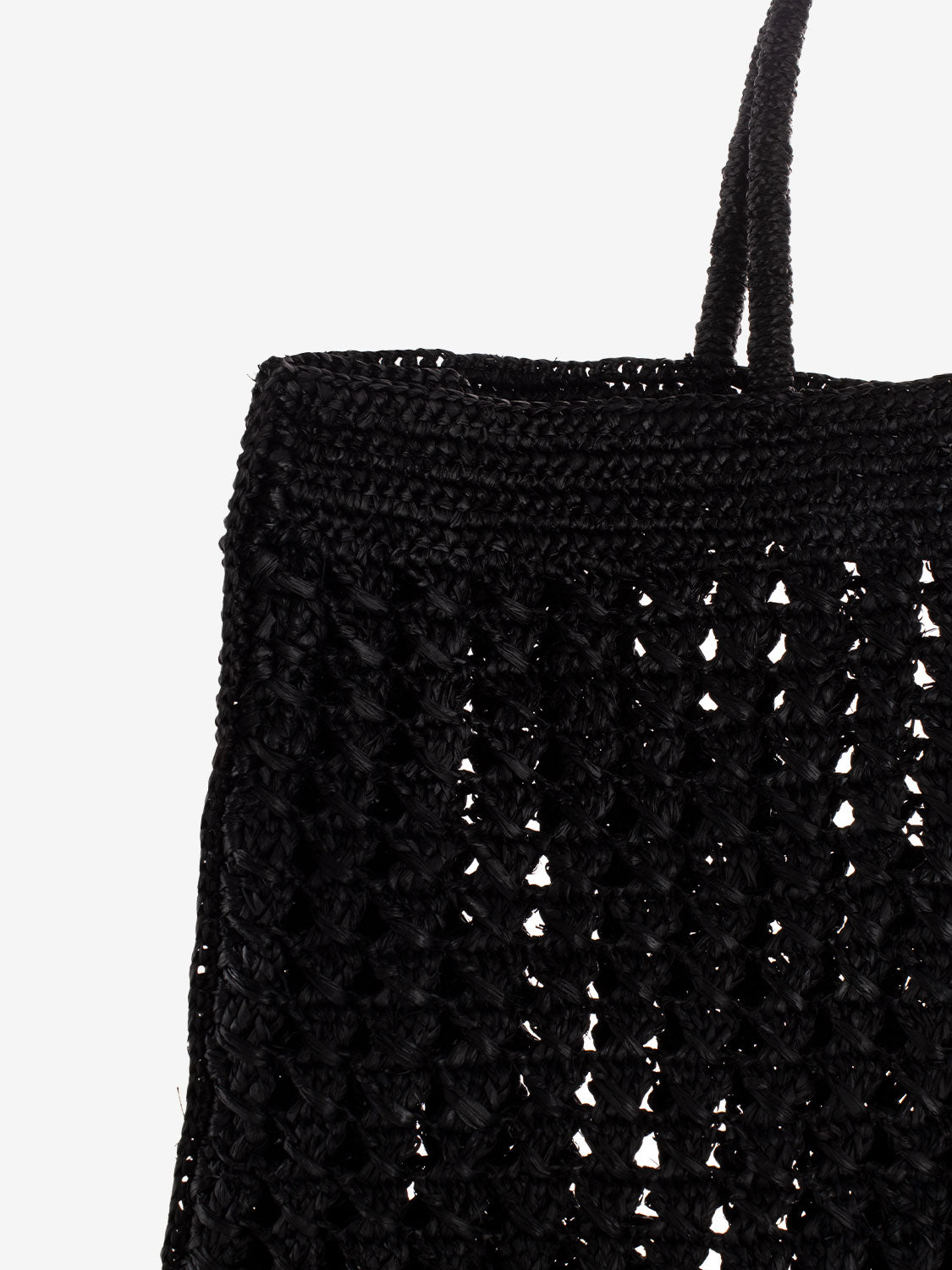 Large black perforated raffia tote
