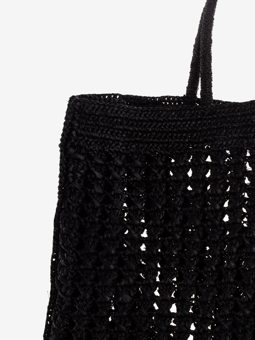 Large black perforated raffia tote