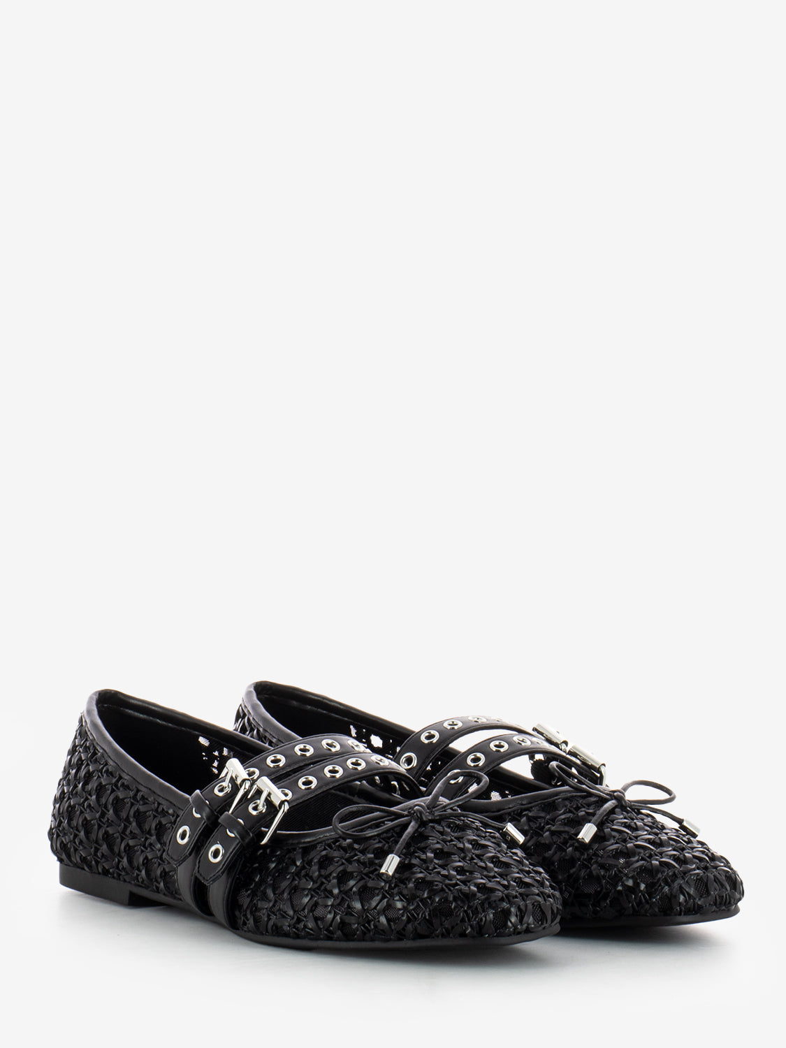 Anna ballerinas in black woven leather