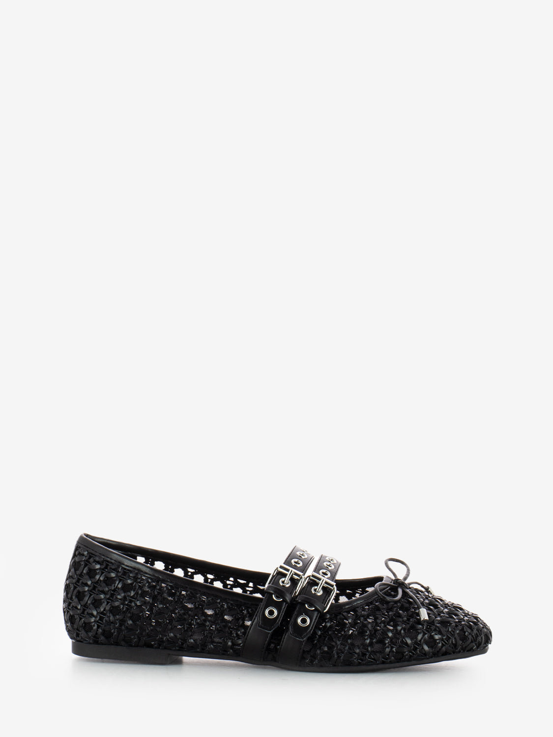 Anna ballerinas in black woven leather