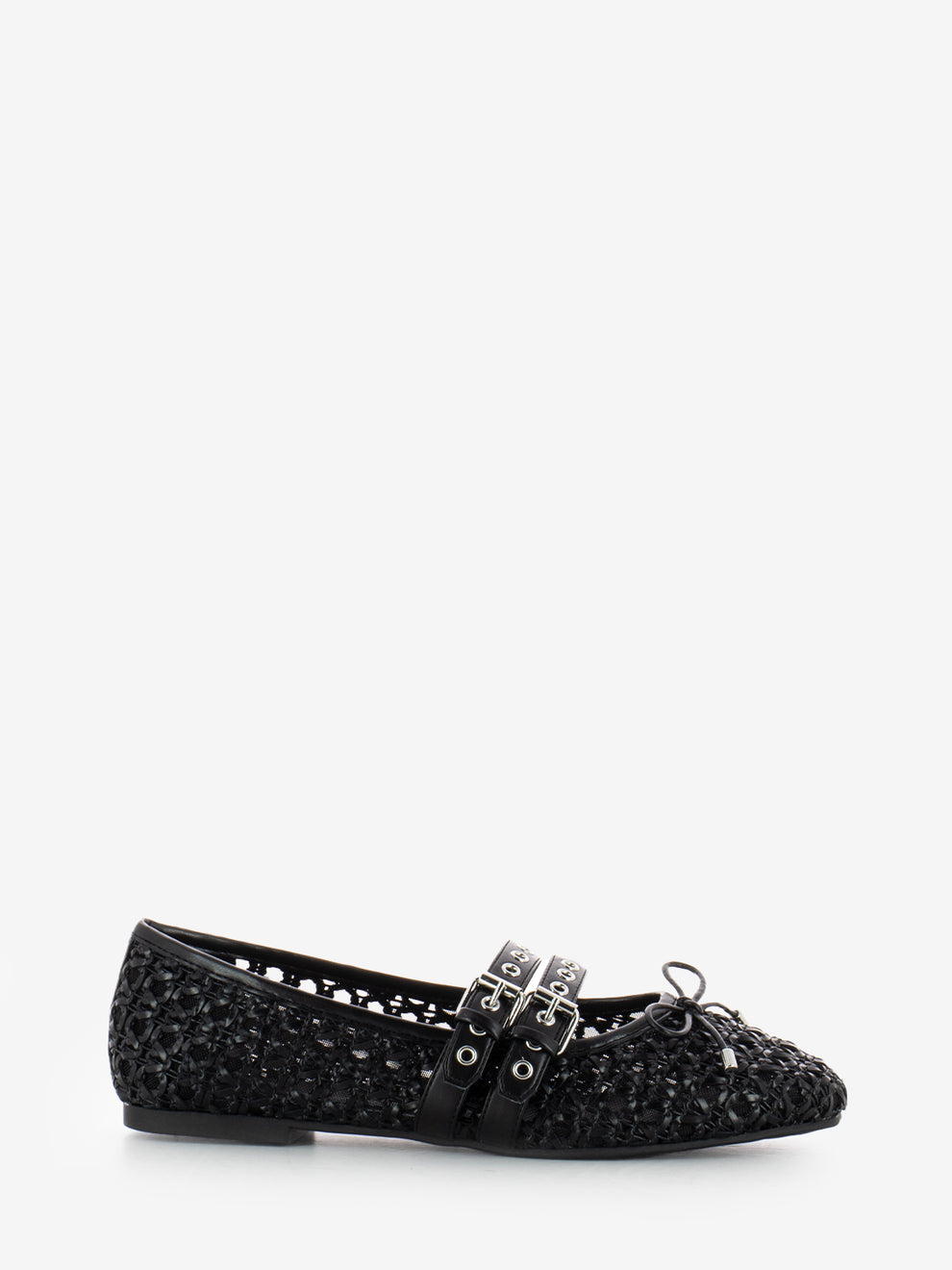 Anna ballerinas in black woven leather