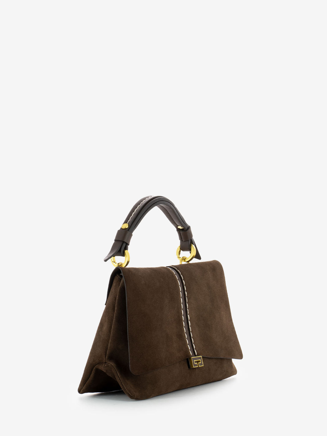 Brown suede shoulder bag