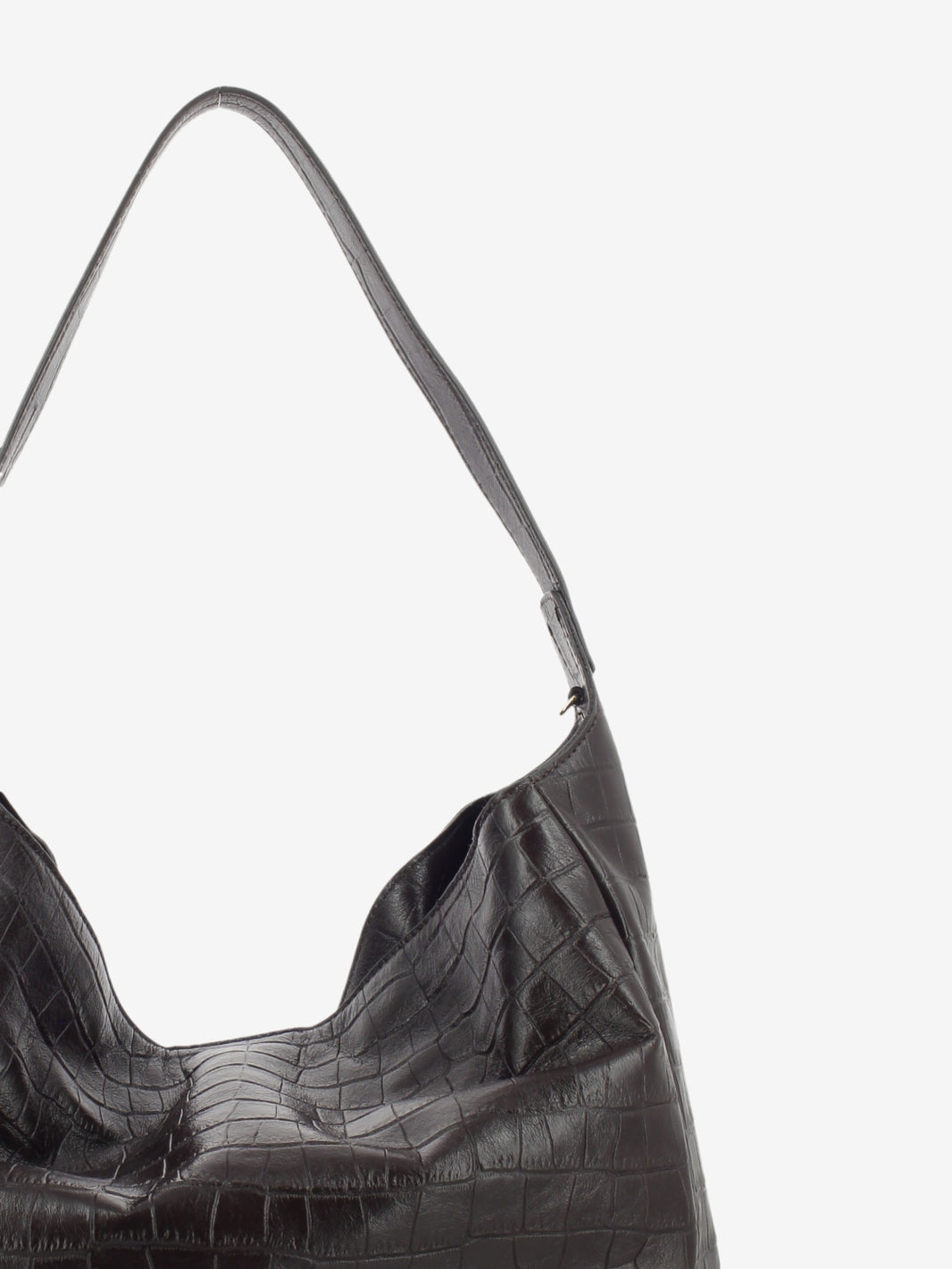 Chocolate crocodile leather bag
