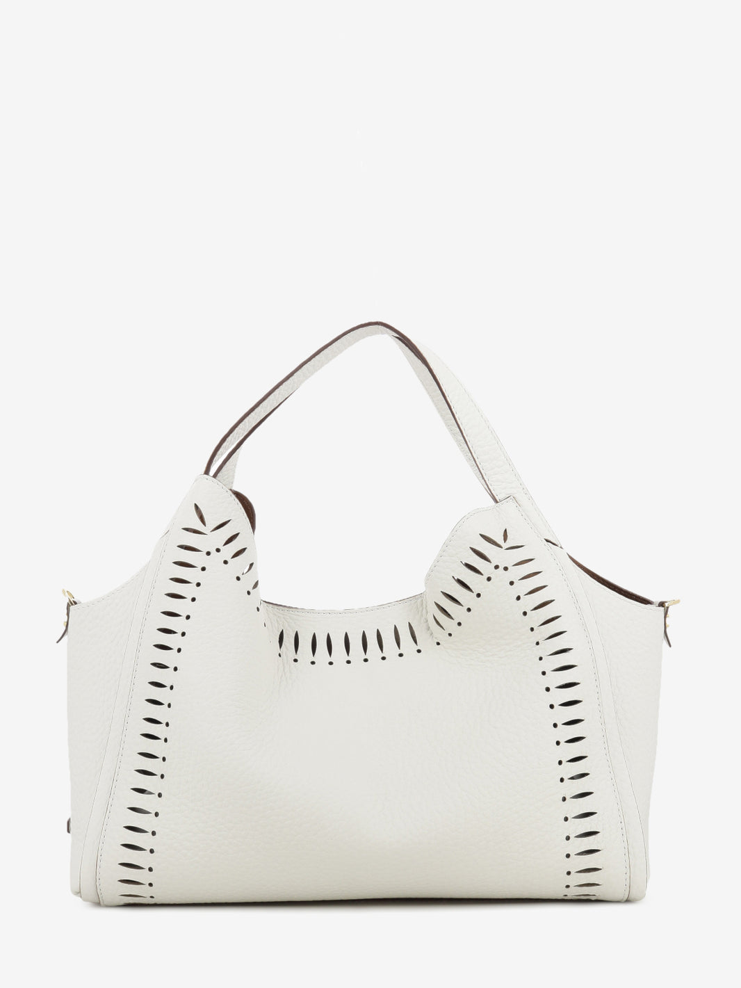 Borsa in pelle traforata bianca