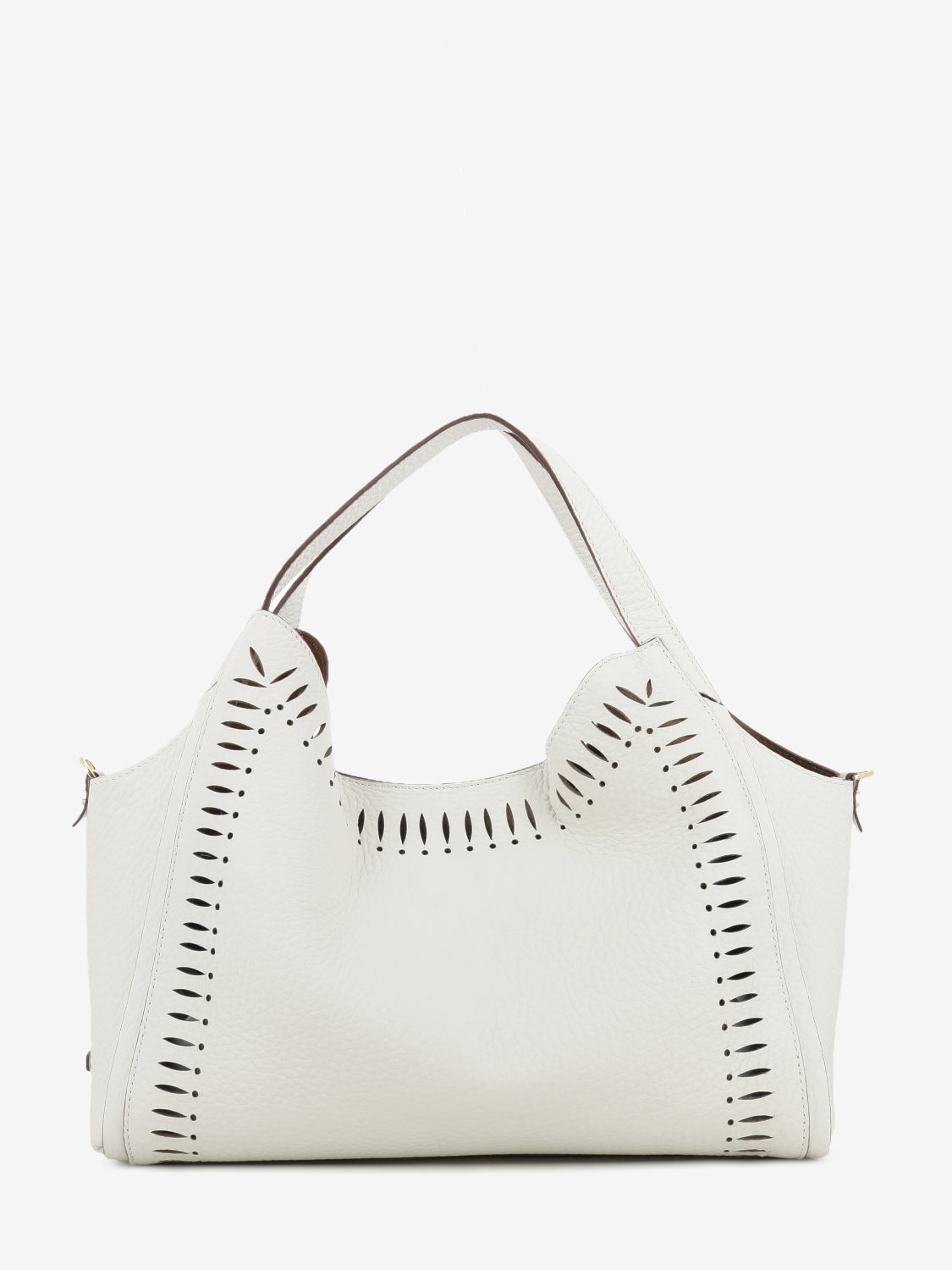 Borsa in pelle traforata bianca