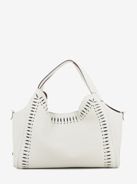 White perforated leather bag