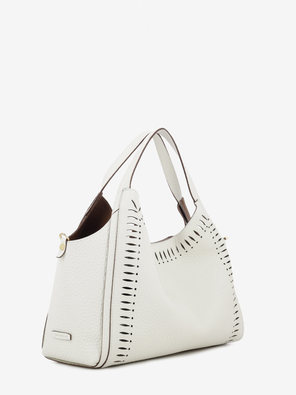 Borsa in pelle traforata bianca