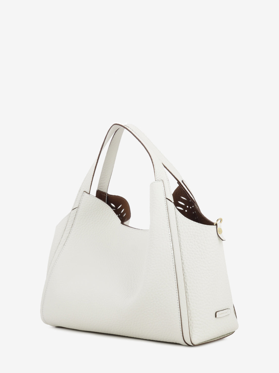 Borsa in pelle traforata bianca
