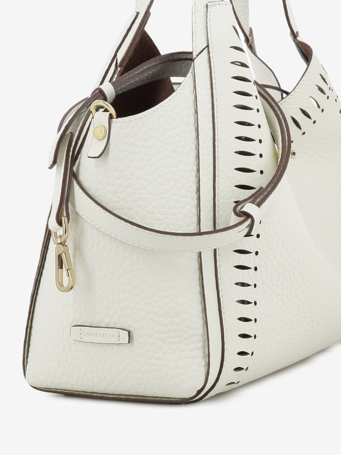 Borsa in pelle traforata bianca