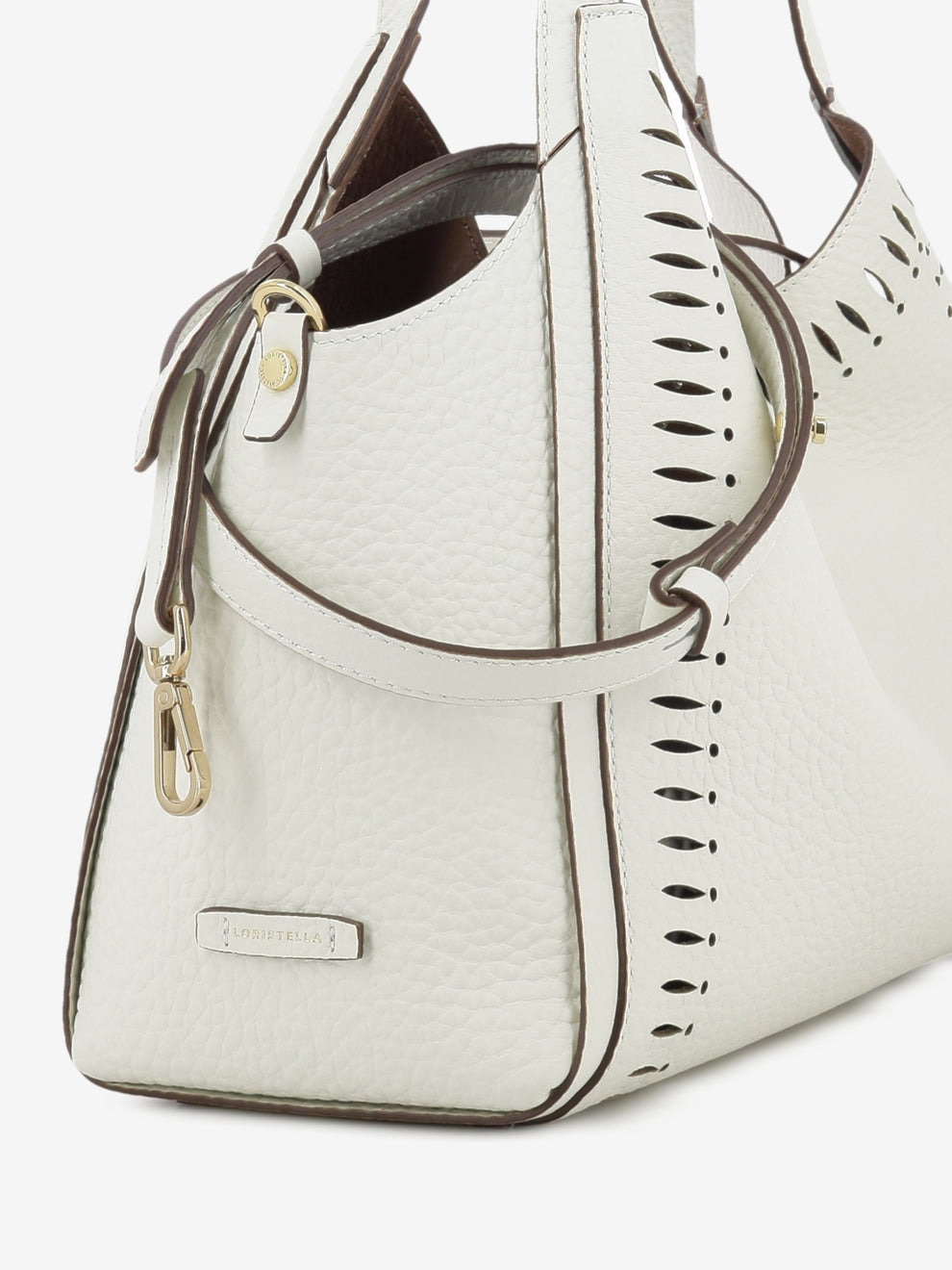 Borsa in pelle traforata bianca