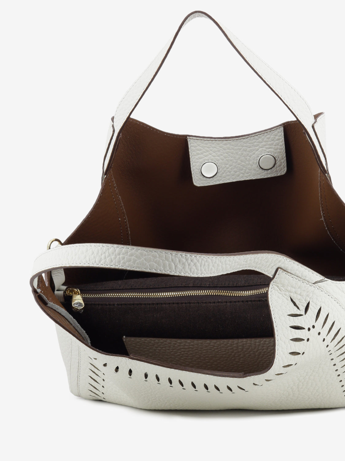 Borsa in pelle traforata bianca