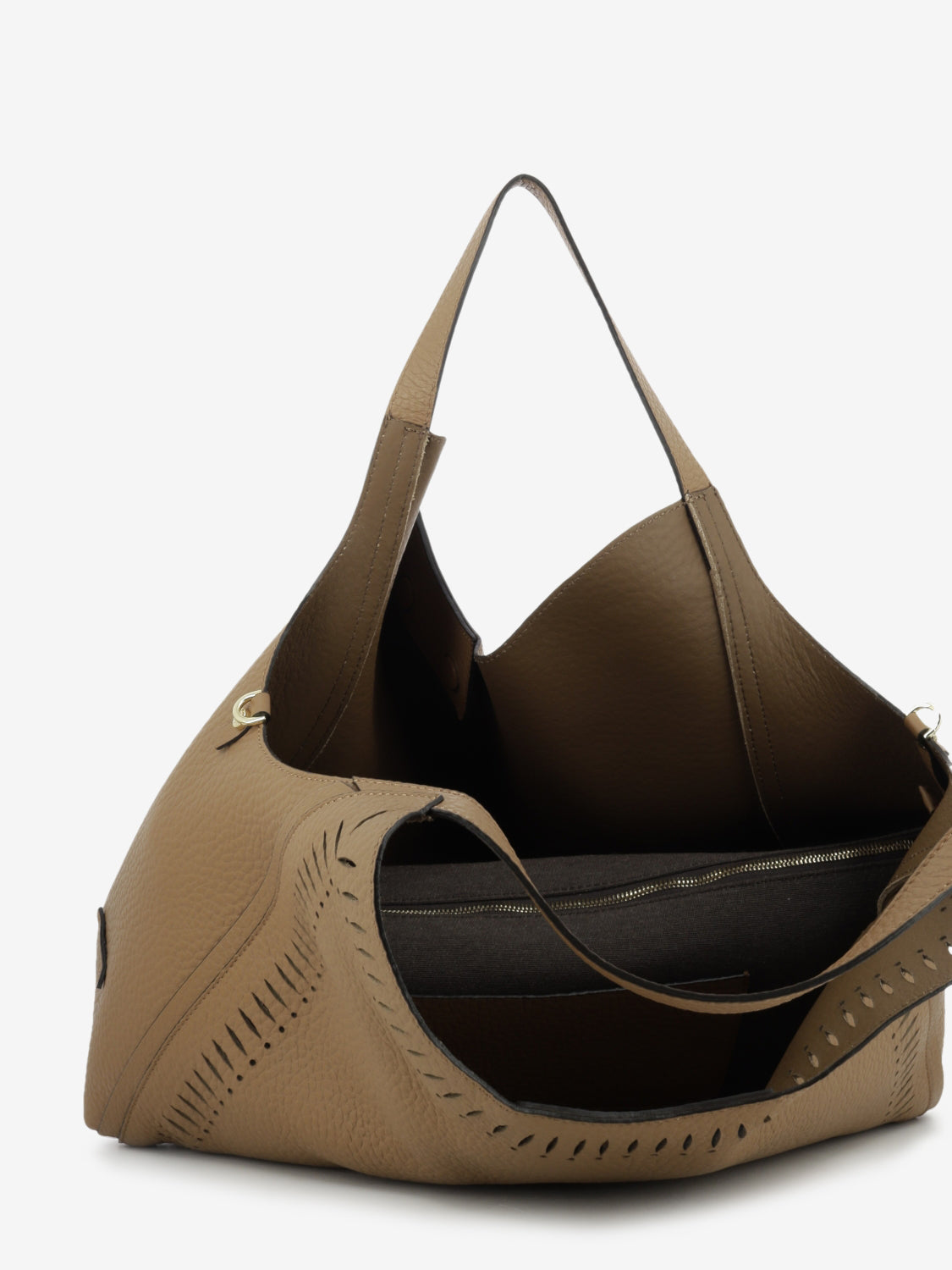 Borsa in pelle traforata cuoio