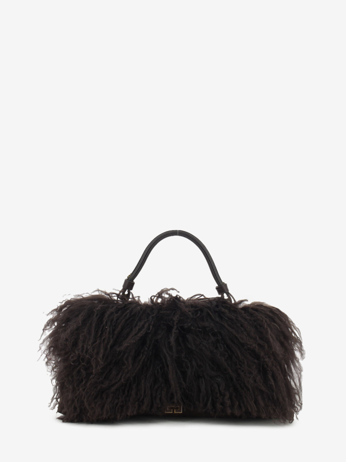 Borsa in pelliccia e suede marrone
