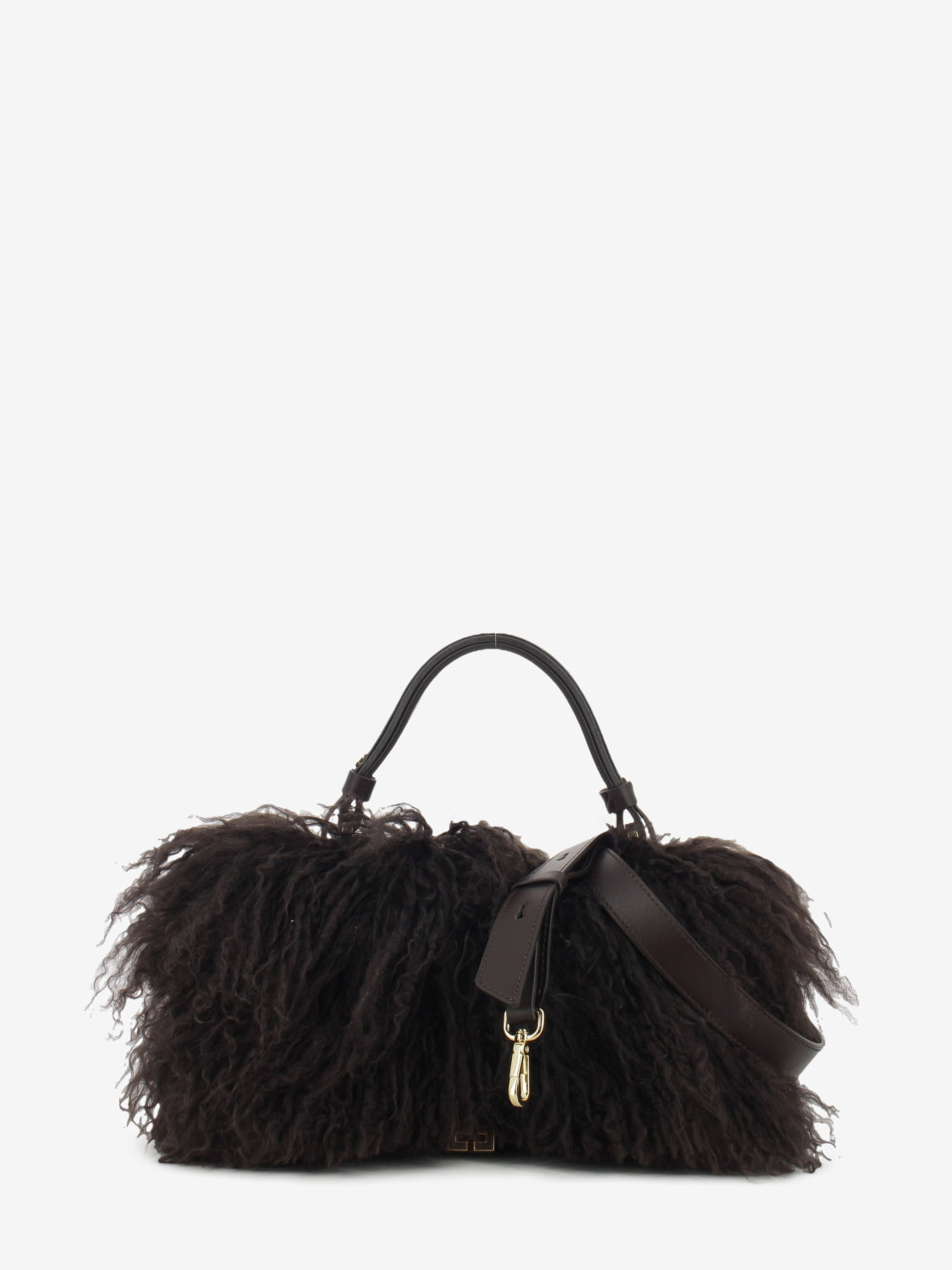 Borsa in pelliccia e suede marrone