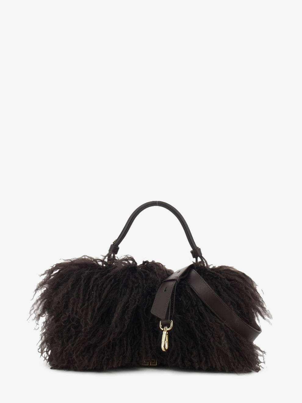 Borsa in pelliccia e suede marrone