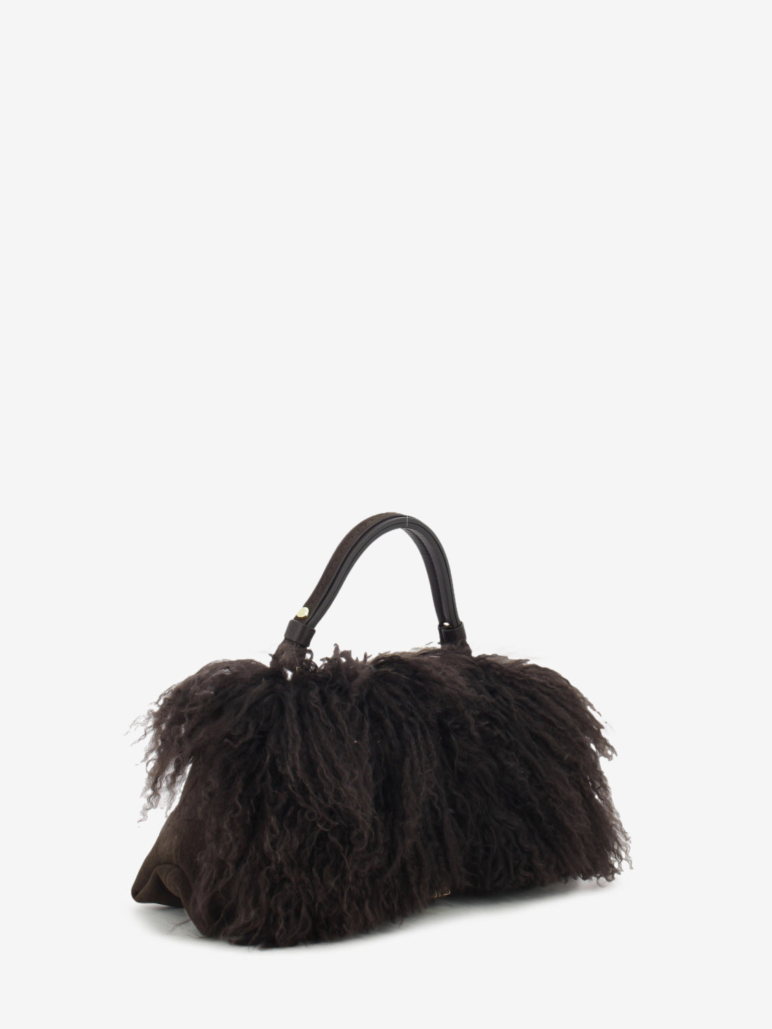Borsa in pelliccia e suede marrone