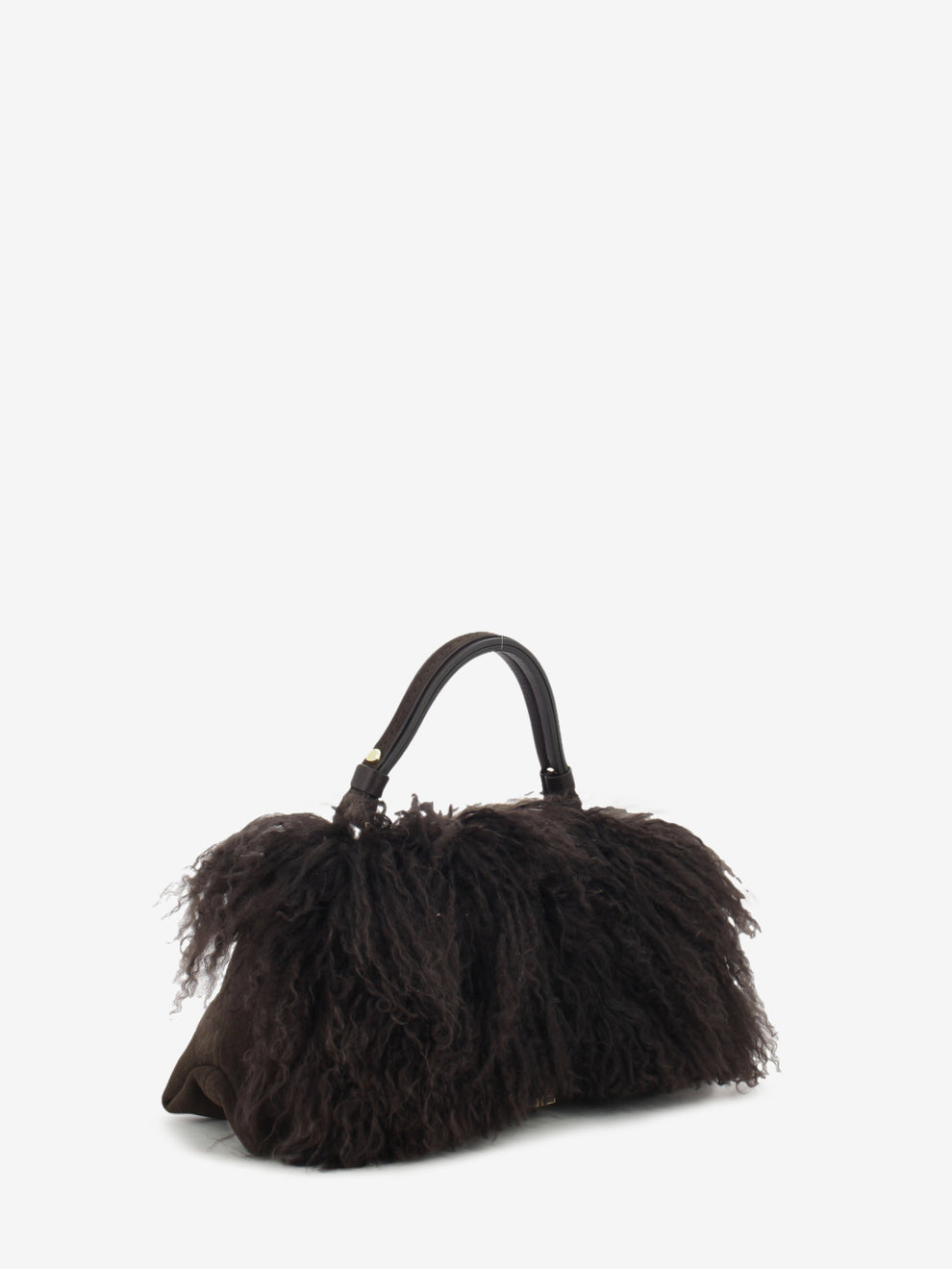 Borsa in pelliccia e suede marrone