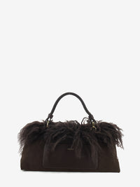 Borsa in pelliccia e suede marrone
