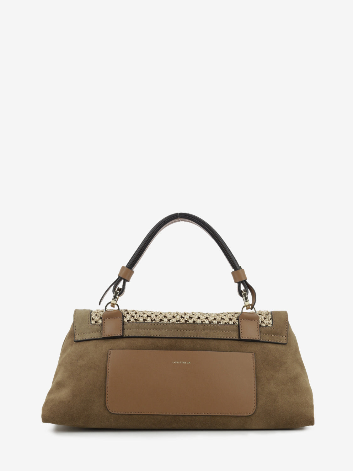 Borsa in rafia e suede marrone