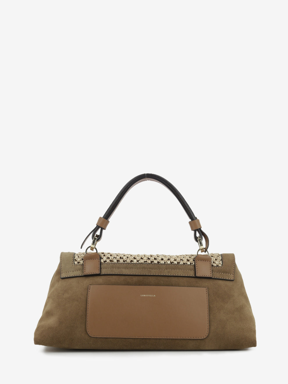 Borsa in rafia e suede marrone