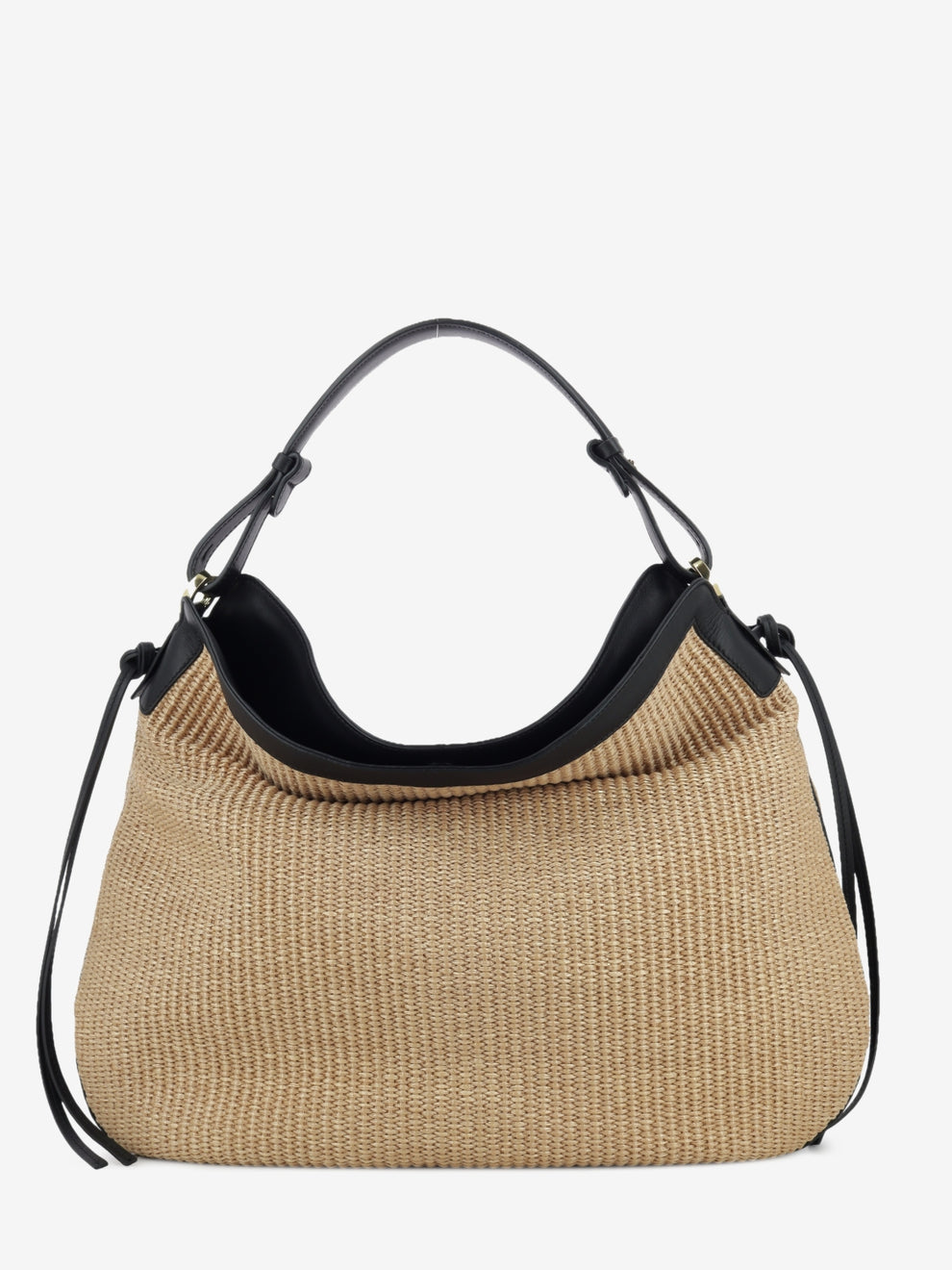Natural / black raffia bag