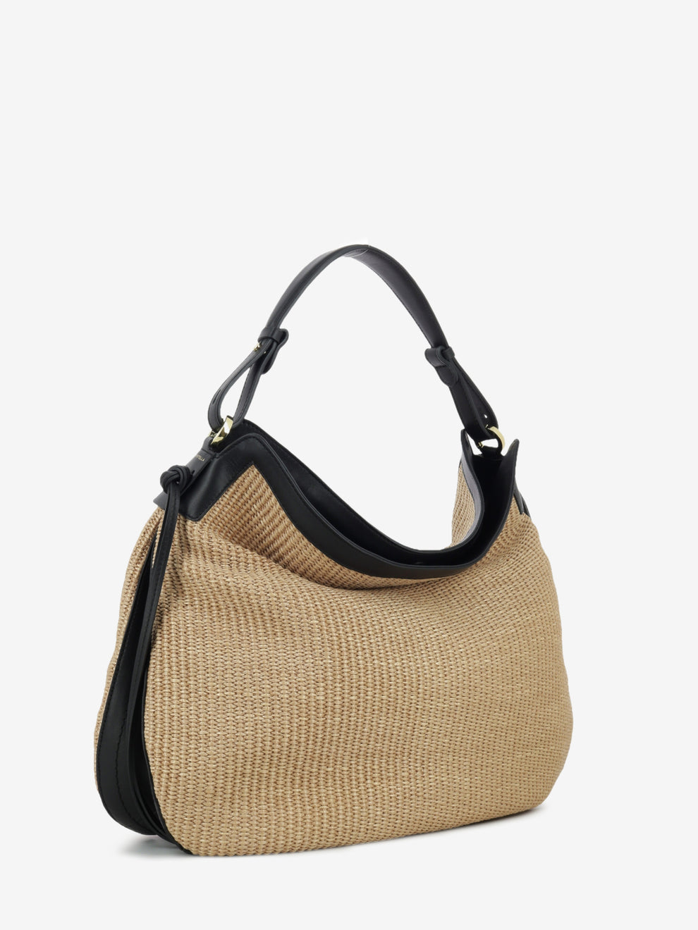 Natural / black raffia bag