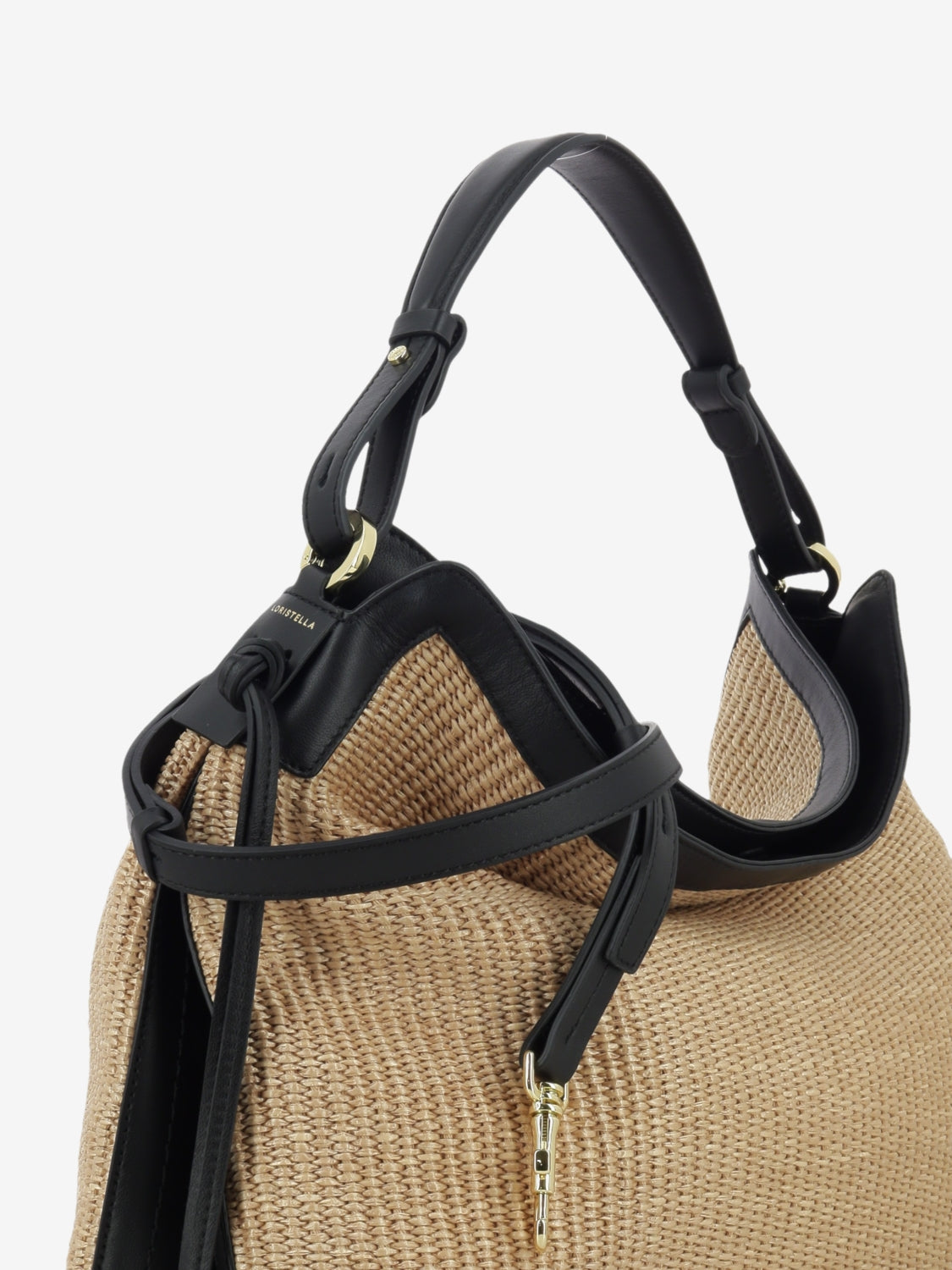 Natural / black raffia bag