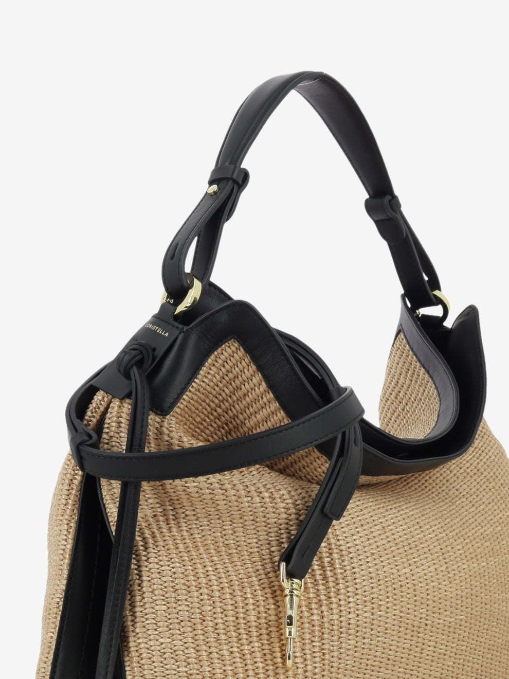 Natural / black raffia bag