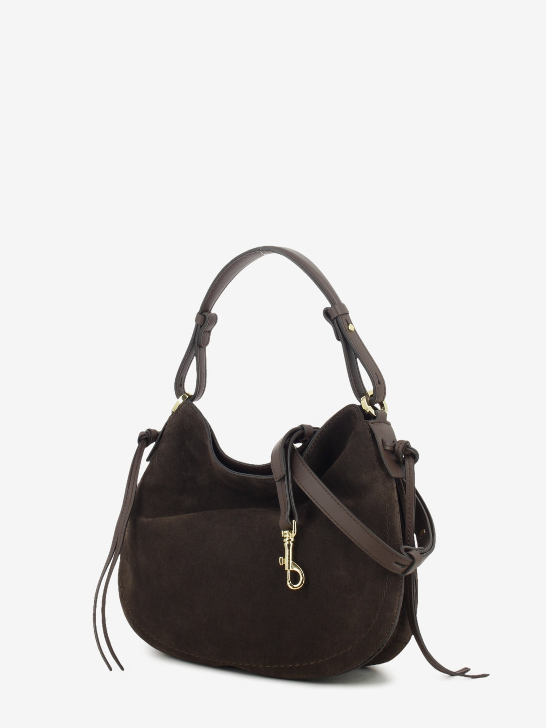 Chocolate Carola suede bag