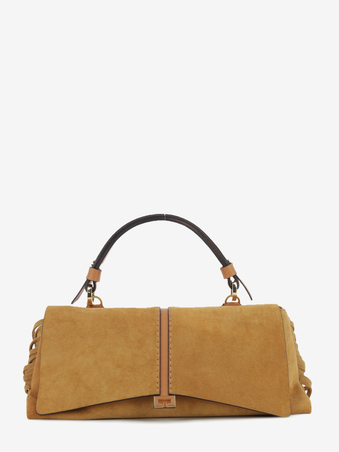 Suede bag with leather fringe