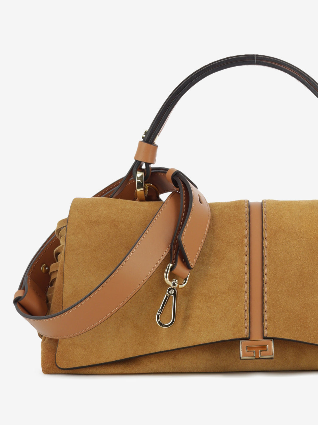 Suede bag with leather fringe