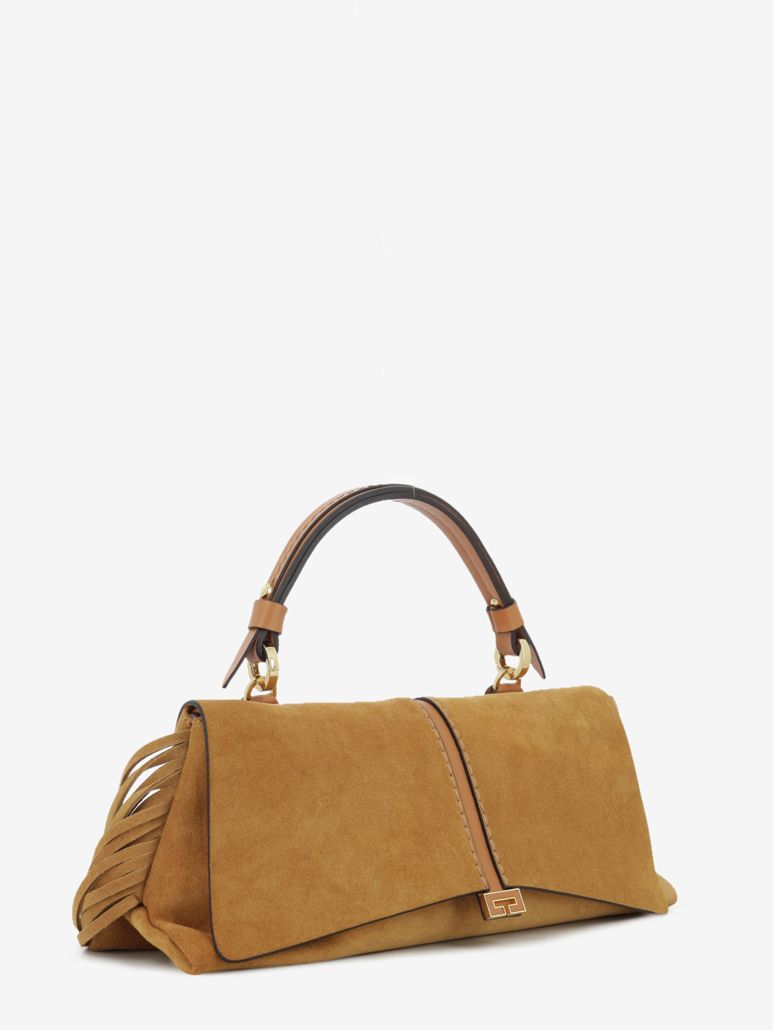 Suede bag with leather fringe