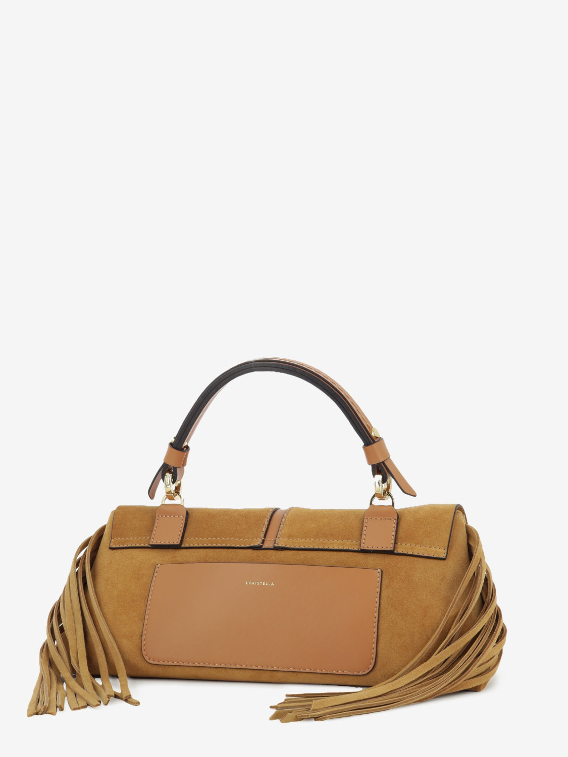 Suede bag with leather fringe