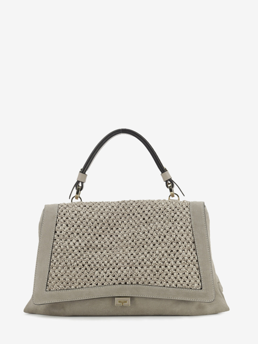 Kendall taupe suede and raffia bag