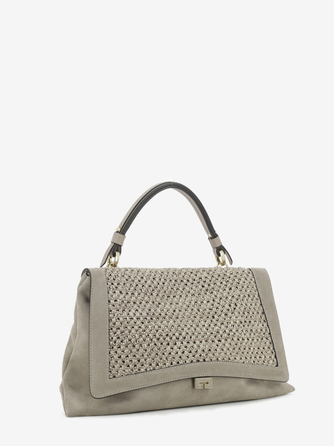 Kendall taupe suede and raffia bag