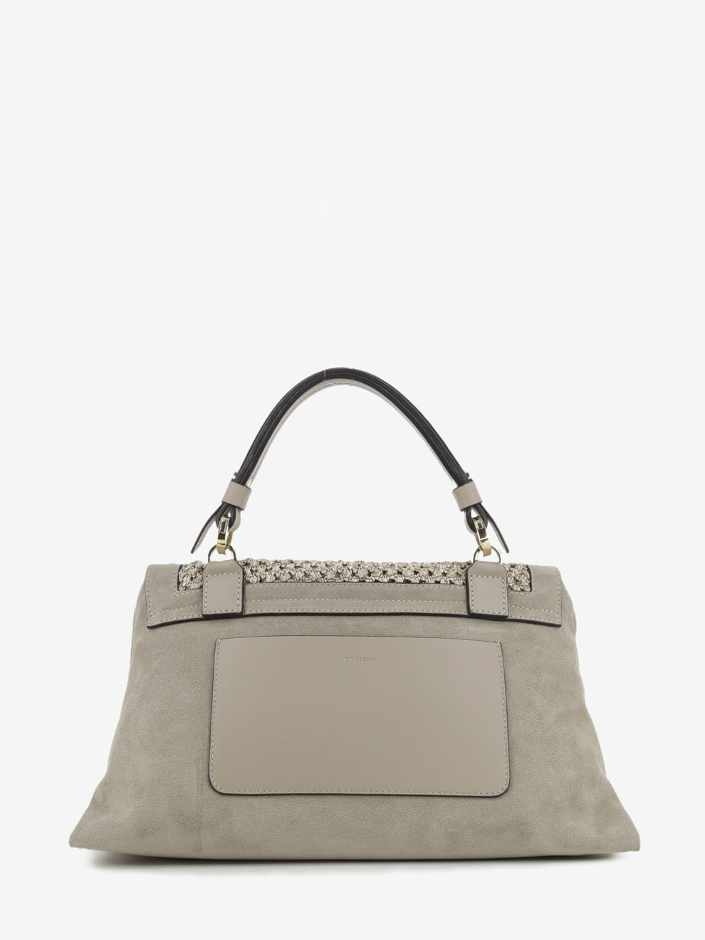 Borsa in suede e rafia Kendall taupe