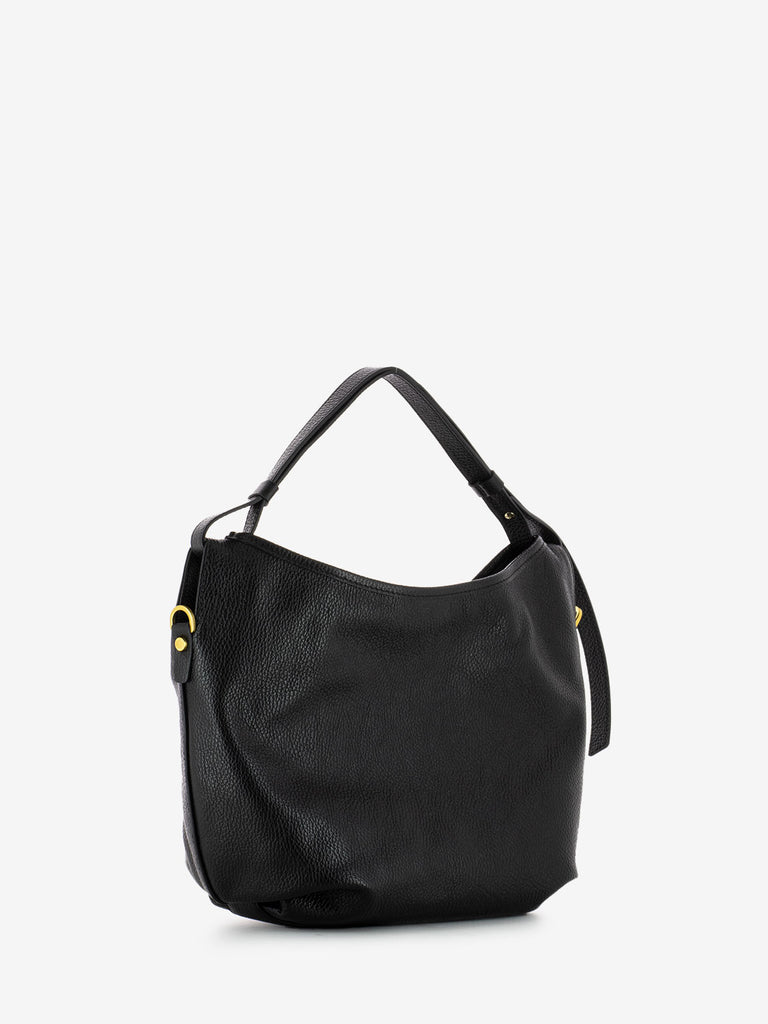 LORISTELLA - Borsa Ingrid small in pelle martellata nera