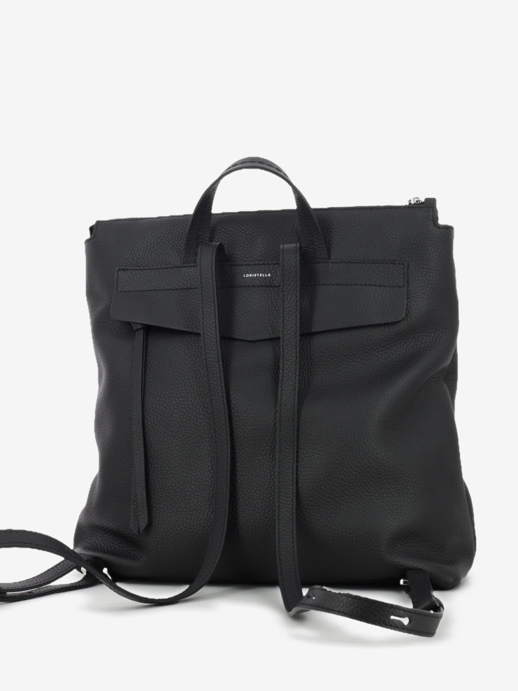 Zaino in pelle con tasche nero