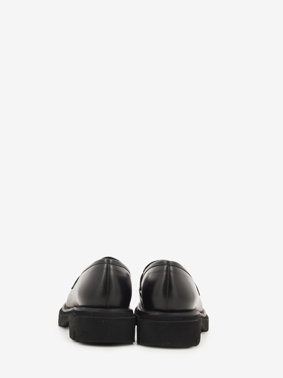 BLACK LEATHER LOAFER WITH ACCESSORY L413M_NERO