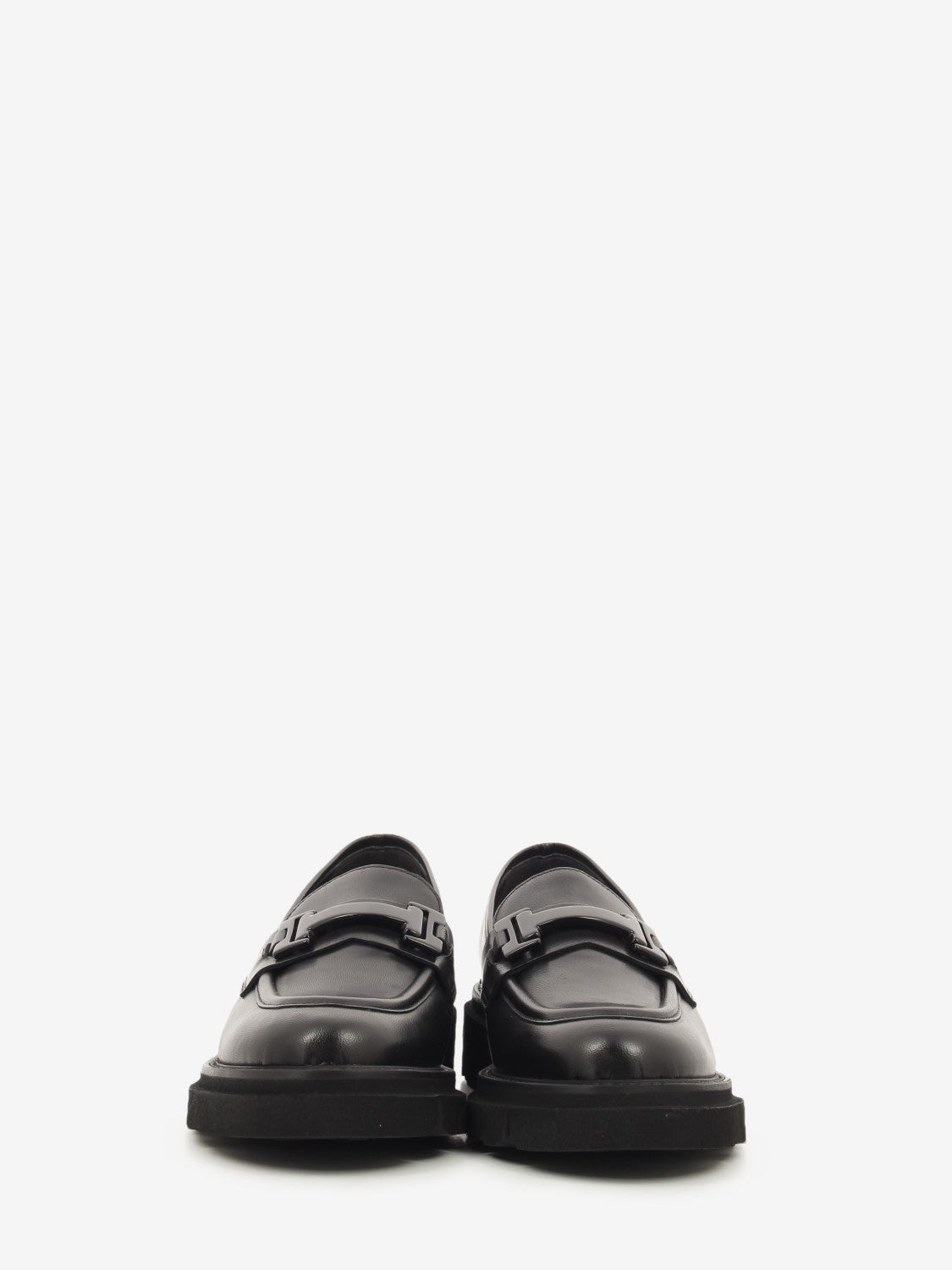 BLACK LEATHER LOAFER WITH ACCESSORY L413M_NERO