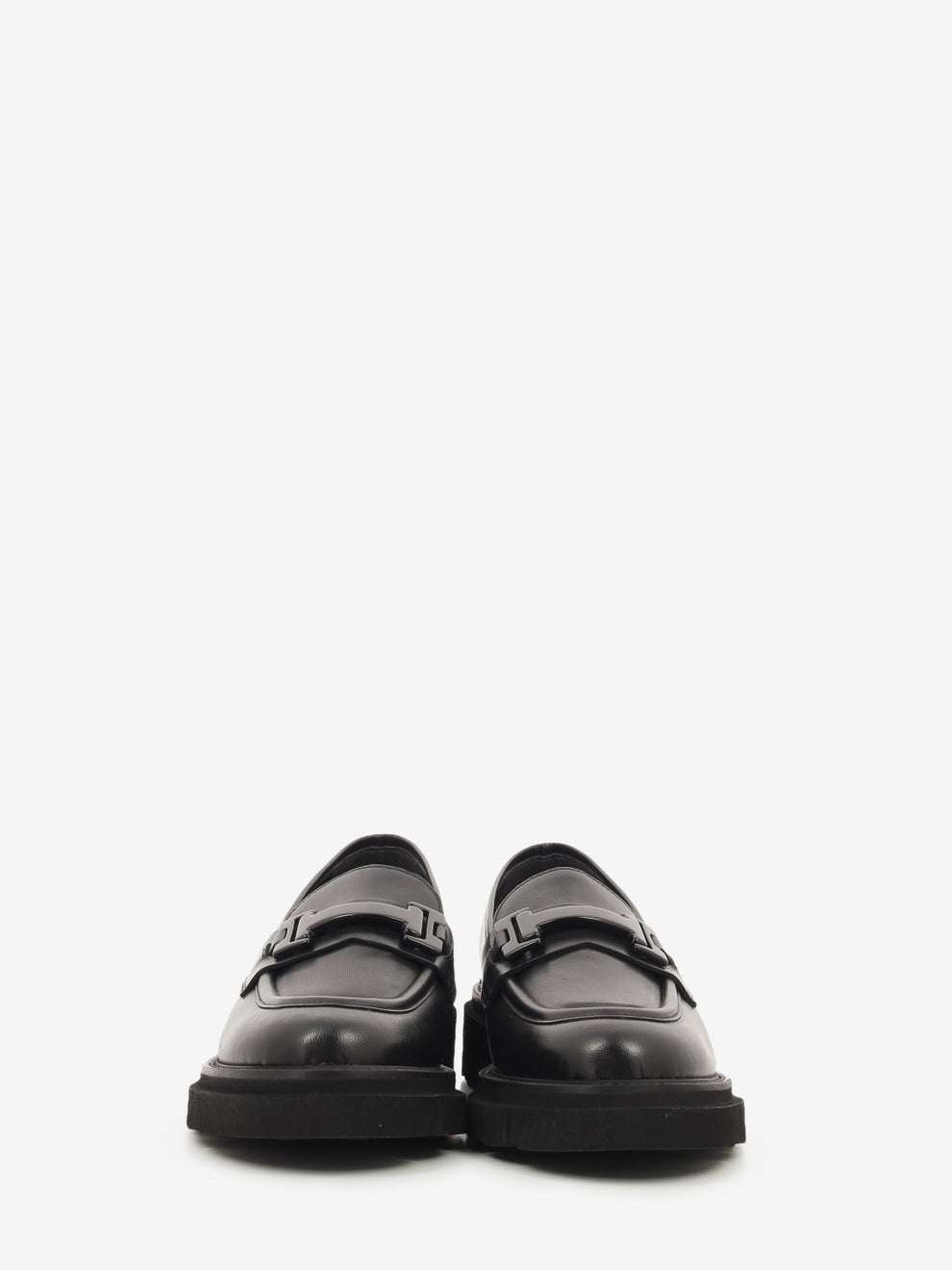 BLACK LEATHER LOAFER WITH ACCESSORY L413M_NERO