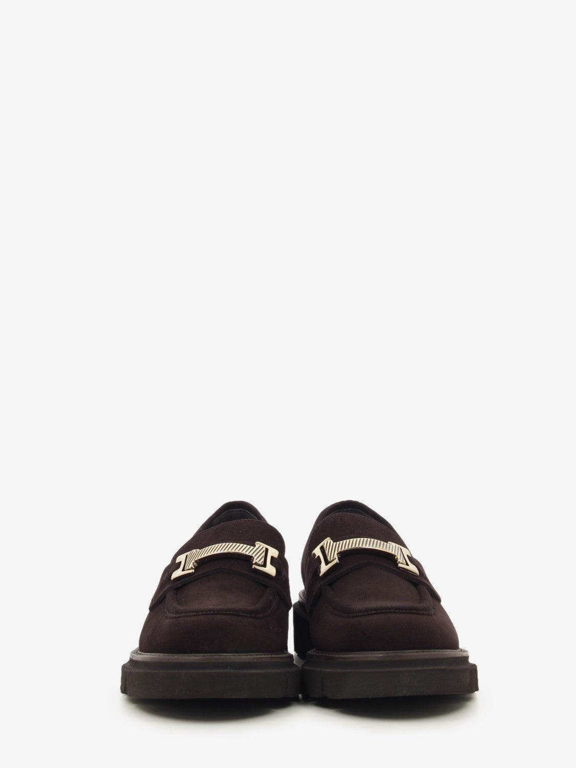 Mocassini in suede con fibbia testa di moro