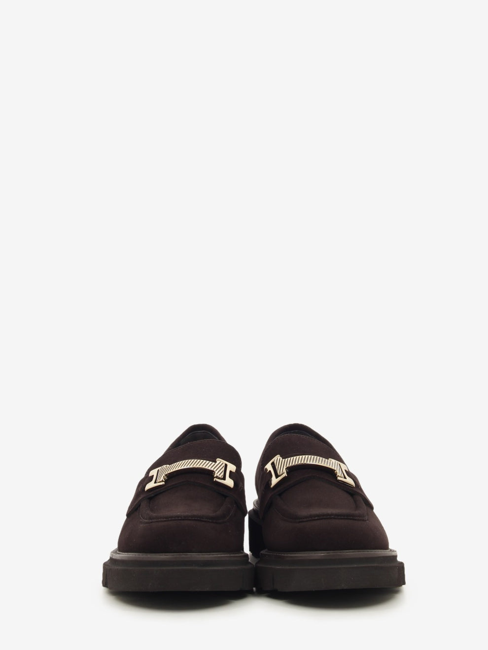 Mocassini in suede con fibbia testa di moro