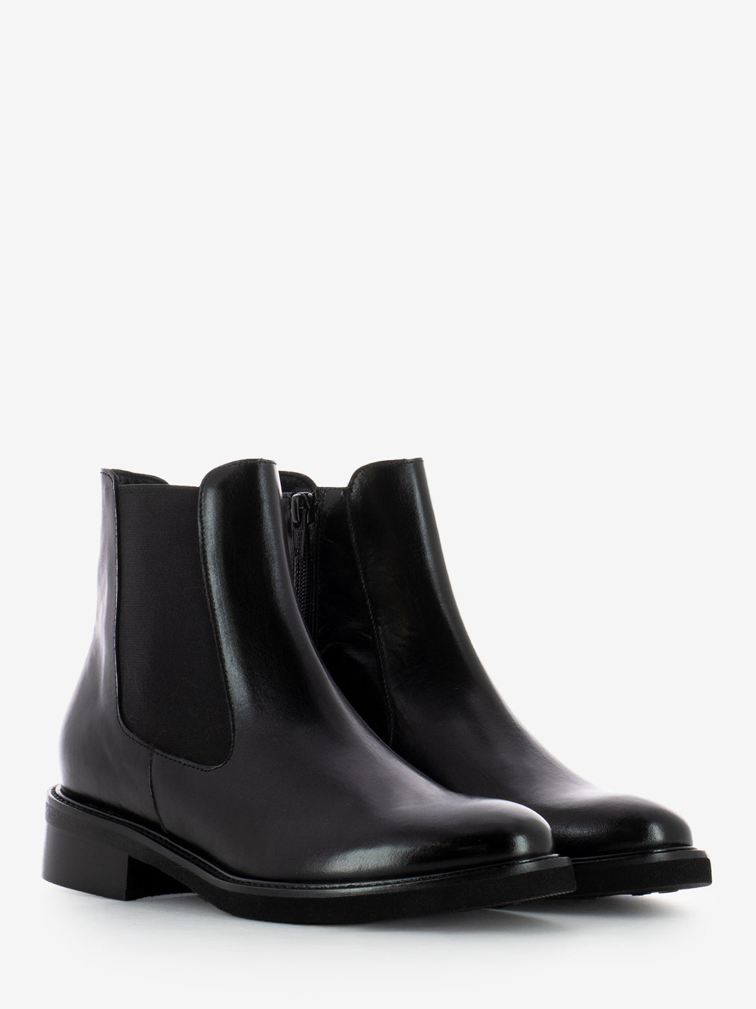 BLACK LEATHER ZIP-UP ANKLE BOOT K689T_NERO